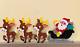 Vintage Santa Sleigh & 3 Rudolph Reindeer Melted Plastic Popcorn With Instructions