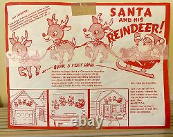 Vintage Santa Sleigh & 3 Rudolph Reindeer Melted Plastic Popcorn with Instructions