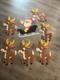 Vintage Santa Sleigh & 6 Rudolph Reindeer Melted Plastic Popcorn Christmas Decor