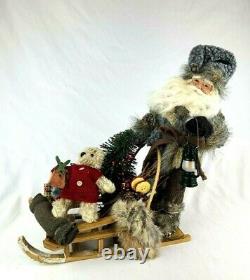 Vintage Santa & Sleigh Fur Boots and accents Amazing Detail Christmans Holiday