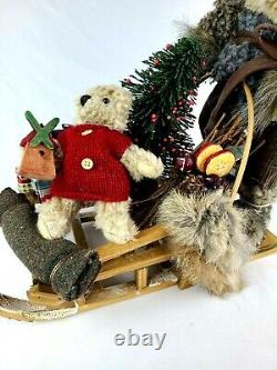 Vintage Santa & Sleigh Fur Boots and accents Amazing Detail Christmans Holiday