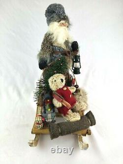 Vintage Santa & Sleigh Fur Boots and accents Amazing Detail Christmans Holiday