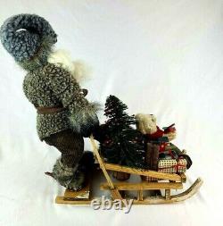 Vintage Santa & Sleigh Fur Boots and accents Amazing Detail Christmans Holiday