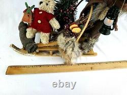 Vintage Santa & Sleigh Fur Boots and accents Amazing Detail Christmans Holiday