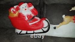 Vintage Santa Sleigh Reindeer Blow Mold