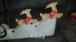 Vintage Santa Sleigh Reindeer Blow Mold