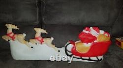 Vintage Santa Sleigh Reindeer Blow Mold