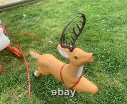 Vintage Santa Sleigh & Reindeer Blow Mold Lawn Decoration TPI 1989