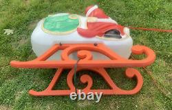 Vintage Santa Sleigh & Reindeer Blow Mold Lawn Decoration TPI 1989