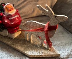 Vintage Santa, Sleigh & Reindeer Decorated Decor