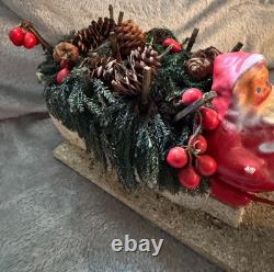 Vintage Santa, Sleigh & Reindeer Decorated Decor