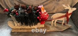 Vintage Santa, Sleigh & Reindeer Decorated Decor