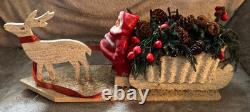 Vintage Santa, Sleigh & Reindeer Decorated Decor