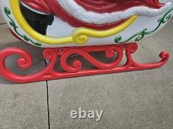 Vintage Santa Sleigh & Reindeer Lighted Christmas Blow Mold Grand Venture Clean