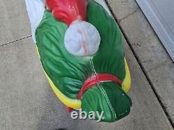 Vintage Santa Sleigh & Reindeer Lighted Christmas Blow Mold Grand Venture Clean