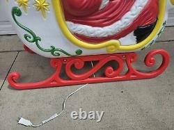 Vintage Santa Sleigh & Reindeer Lighted Christmas Blow Mold Grand Venture Clean