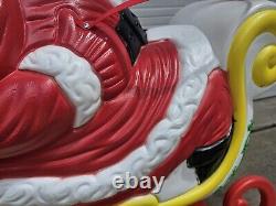 Vintage Santa Sleigh & Reindeer Lighted Christmas Blow Mold Grand Venture Clean
