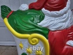 Vintage Santa Sleigh & Reindeer Lighted Christmas Blow Mold Grand Venture Clean