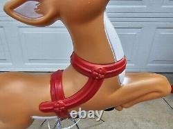 Vintage Santa Sleigh & Reindeer Lighted Christmas Blow Mold Grand Venture Clean