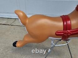 Vintage Santa Sleigh & Reindeer Lighted Christmas Blow Mold Grand Venture Clean