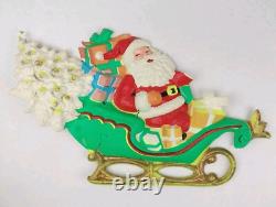 Vintage Santa Sleigh & Reindeer Vacuform 5 pc Wall Decor Plastic VERY RARE HTF