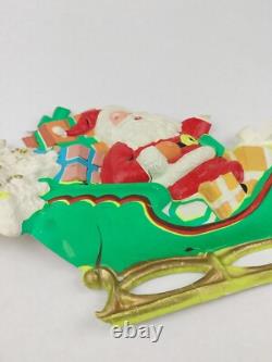 Vintage Santa Sleigh & Reindeer Vacuform 5 pc Wall Decor Plastic VERY RARE HTF