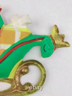 Vintage Santa Sleigh & Reindeer Vacuform 5 pc Wall Decor Plastic VERY RARE HTF