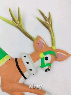 Vintage Santa Sleigh & Reindeer Vacuform 5 pc Wall Decor Plastic VERY RARE HTF