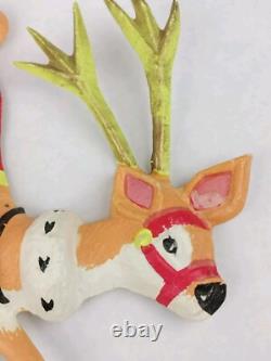Vintage Santa Sleigh & Reindeer Vacuform 5 pc Wall Decor Plastic VERY RARE HTF