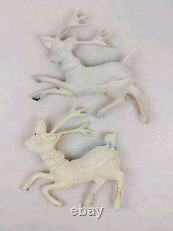 Vintage Santa Sleigh & Reindeer Vacuform 5 pc Wall Decor Plastic VERY RARE HTF