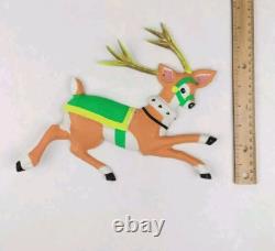 Vintage Santa Sleigh & Reindeer Vacuform 5 pc Wall Decor Plastic VERY RARE HTF