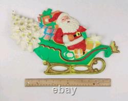 Vintage Santa Sleigh & Reindeer Vacuform 5 pc Wall Decor Plastic VERY RARE HTF