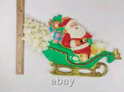 Vintage Santa Sleigh & Reindeer Vacuform 5 pc Wall Decor Plastic VERY RARE HTF