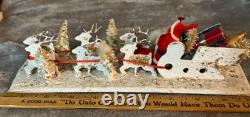 Vintage Santa, Sleigh & Reindeers