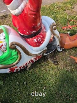 Vintage Santa Sleigh With 2 Reindeer Christmas Decor Large Blow Mold General Foam