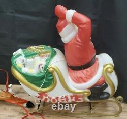 Vintage Santa Sleigh and 1 Reindeer Blow Mold Santa Claus