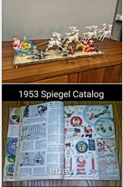 Vintage Santa Sleigh and Reindeer Centerpiece 21 1953 Spiegel Catalog WOW