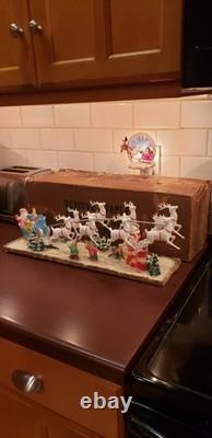 Vintage Santa Sleigh and Reindeer Centerpiece 21 1953 Spiegel Catalog WOW