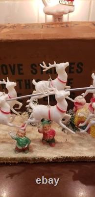 Vintage Santa Sleigh and Reindeer Centerpiece 21 1953 Spiegel Catalog WOW