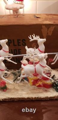 Vintage Santa Sleigh and Reindeer Centerpiece 21 1953 Spiegel Catalog WOW