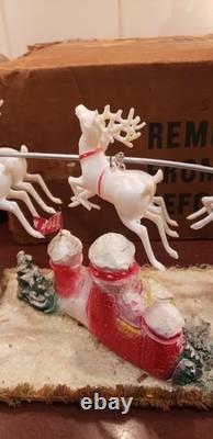 Vintage Santa Sleigh and Reindeer Centerpiece 21 1953 Spiegel Catalog WOW