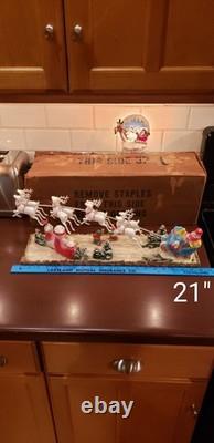 Vintage Santa Sleigh and Reindeer Centerpiece 21 1953 Spiegel Catalog WOW