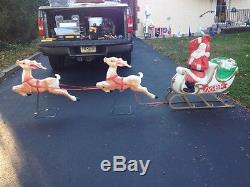 Vintage Santa Sleigh with Reindeer Christmas Blowmolds