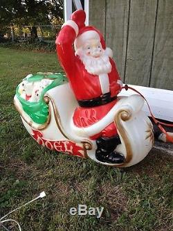 Vintage Santa Sleigh with Reindeer Christmas Blowmolds