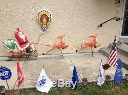 Vintage Santa Sleigh with Reindeer Christmas Blowmolds