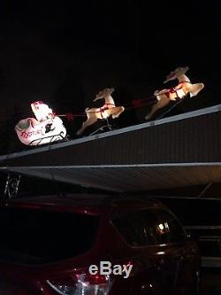 Vintage Santa Sleigh with Reindeer Christmas Blowmolds