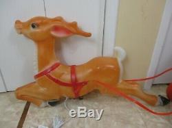 Vintage Santa Sleigh with Reindeer Lighted Blow Mold Christmas Decor 1989 by TPI