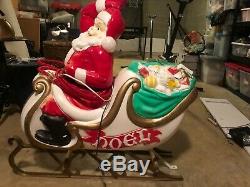 Vintage Santa Sleigh with Reindeer Outdoor Blow Mold