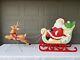 Vintage Santa In Sleigh & Reindeer Lighted Christmas Blow Mold Grand Venture