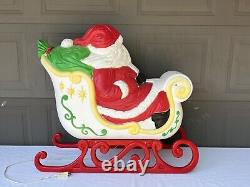 Vintage Santa in Sleigh & REINDEER Lighted Christmas Blow Mold Grand Venture